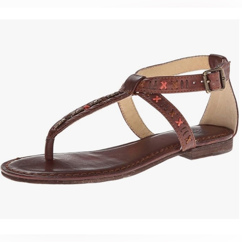Frye Carson Brown Leather Boho Thong Sandals Sz 7
